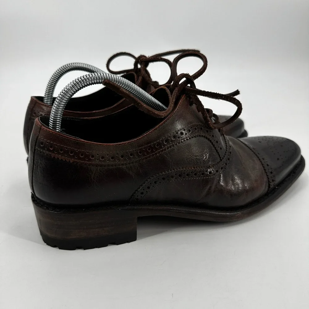 Freebird Steven George Mens 10 Dark Brown Wingtip‎ Brogue Cap Toe Oxford Shoes